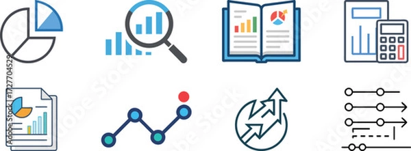 Fototapeta Collection of statistical graphs and financial analysis, data visualization business analytics