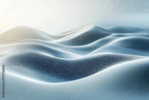 Fototapeta Abstract 3D rendering of a flowing, textured surface resembling a digital landscape.