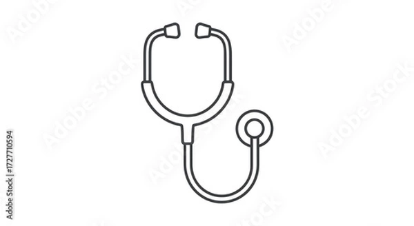 Fototapeta Simple Line Art Icon of a Medical Stethoscope.
