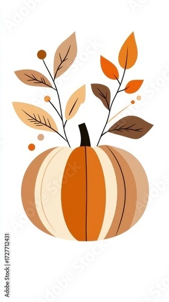 Fototapeta Abstract geometric pumpkin collage design with clean minimal aesthetic in warm fall palette.