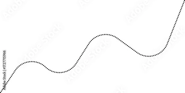 Fototapeta Rounded dotted line graph showing a minimalist rise pattern, representing gradual growth.