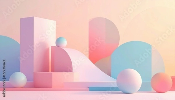 Obraz Abstract geometric shapes in pastel colors, minimalistic background