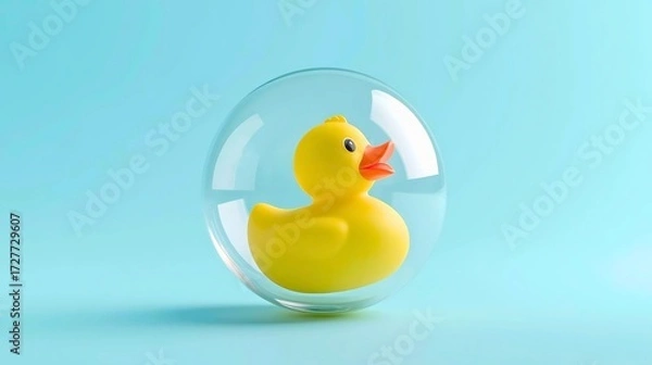 Obraz 透明の球体に収まったラバーダック