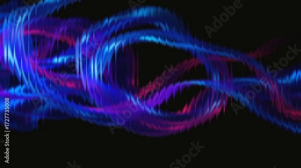 Fototapeta Dynamic blue and magenta abstract light streaks flow and weave across a dark background creating a vibrant, energetic, and modern visual.