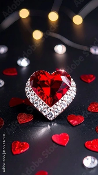 Obraz Red heart jewel, sparkling