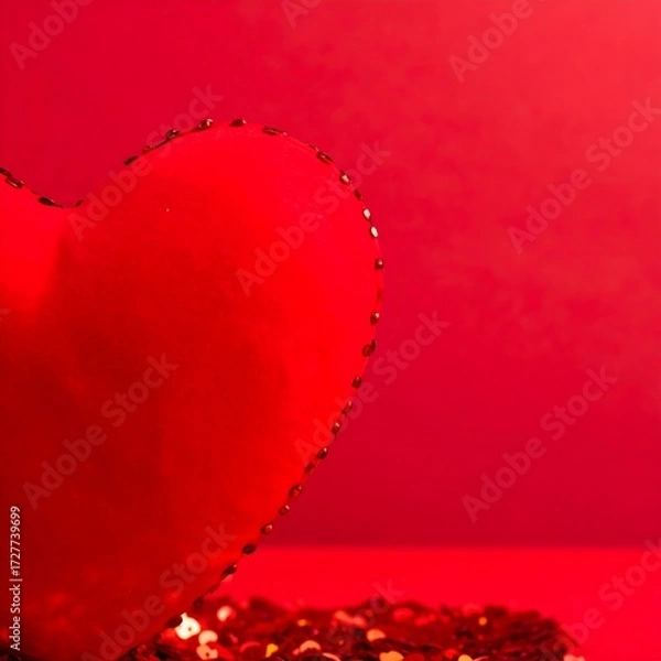 Obraz Red heart on a red background