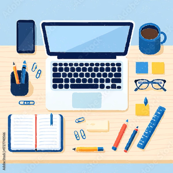 Fototapeta set of office objects