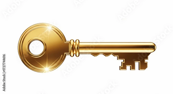 Obraz golden key on white background