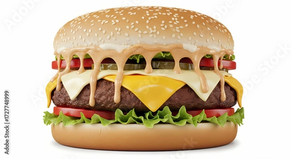 Obraz hamburger on white