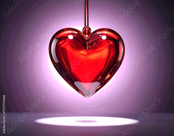 Obraz Red heart shaped glass ornament