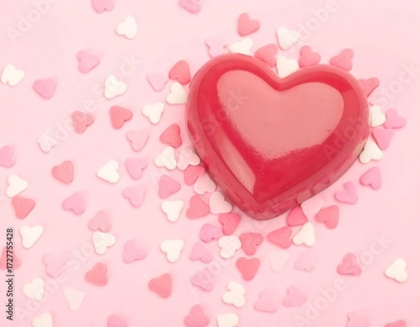 Obraz Red heart surrounded by sprinkles