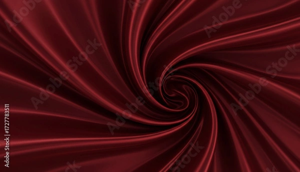 Fototapeta Abstract flowing silk fabric in deep crimson red with glossy highlights