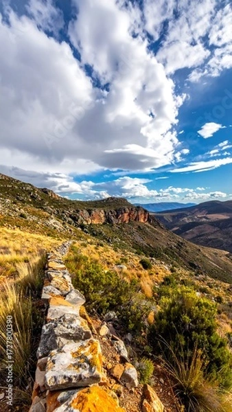 Fototapeta Mountain path under a dramatic sky