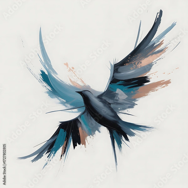 Fototapeta Dynamic Bird Illustration, Nature Art, Minimalist Style, Abstract Composition, Artistic Environment