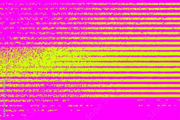 Fototapeta Vibrant glitch stripe vector with neon pink and yellow distortion. Perfect for cyberpunk, digital art, and retro-futuristic designs.