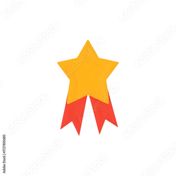 Fototapeta Golden star award with red ribbon for achievement