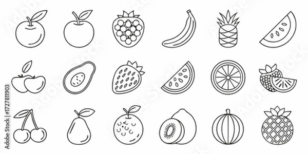 Obraz Creative Minimal Fruit Vector Icon Bundle