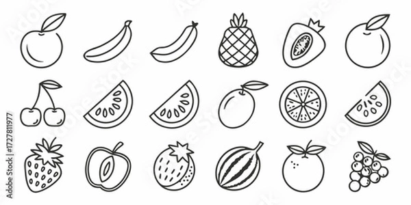 Obraz Minimal Vector Fruit Icons For Web And App