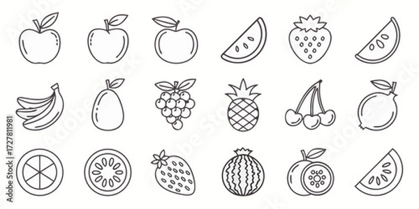 Obraz Professional Thin Stroke Fruit Icon Pack