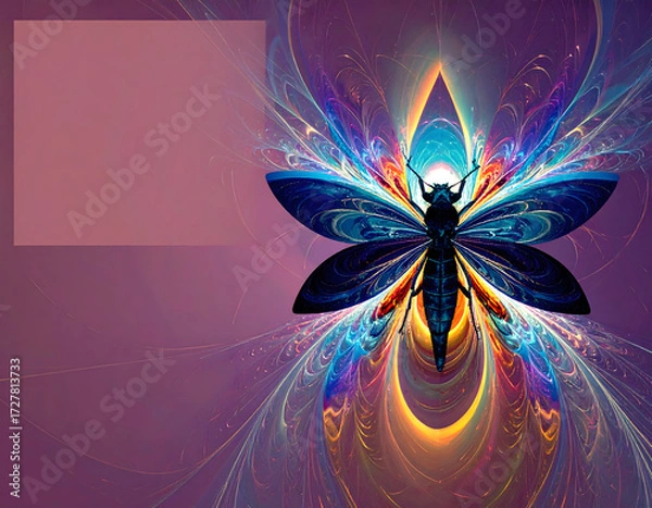 Fototapeta Colorful Digital Butterfly Artwork with Abstract Background Design