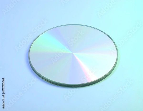 Fototapeta Reflective CD Disc on Soft Gradient Background in Bright Color Palette
