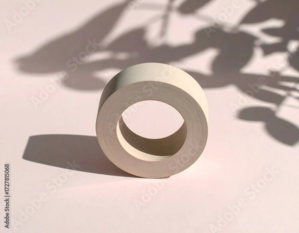 Fototapeta Minimalist White Tape Roll with Soft Shadow on Pink Background