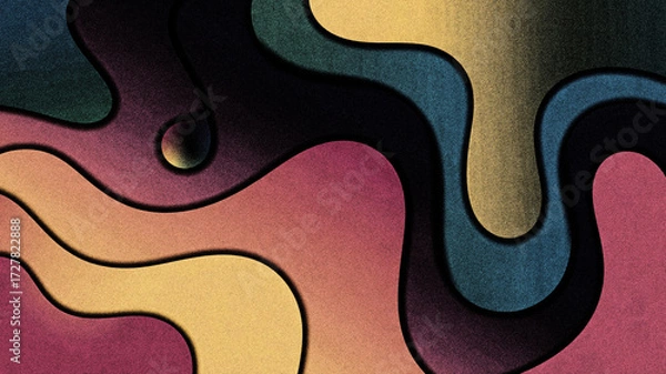 Fototapeta Abstract layered vector composition featuring organic liquid shapes merging in soft pastel tones with paper‑cut inspired design, modern artistic background illustration
