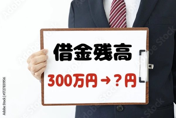 Fototapeta 債務整理で借金残高が減少するイメージと金額表示。