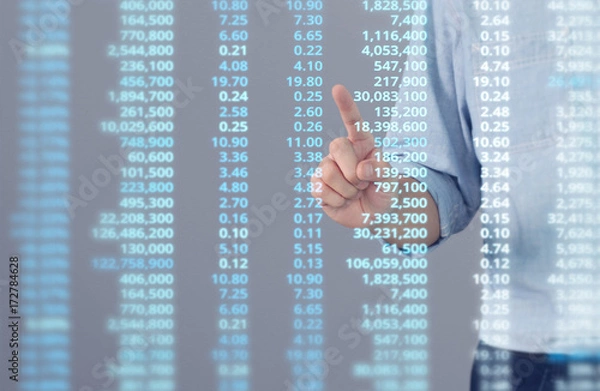 Fototapeta Businessman plan graph growth and increase of chart positive indicators