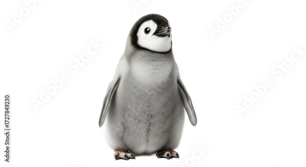 Obraz A single penguin chick stands centered on a plain white background.