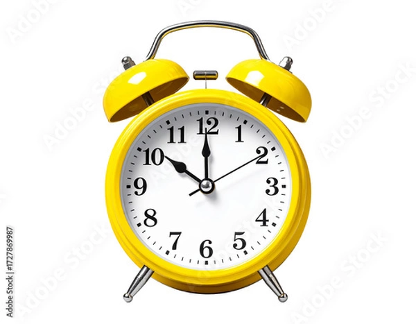 Obraz Retro yellow alarm clock isolated on transparent background.