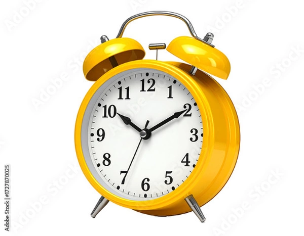 Obraz Retro yellow alarm clock isolated on transparent background.