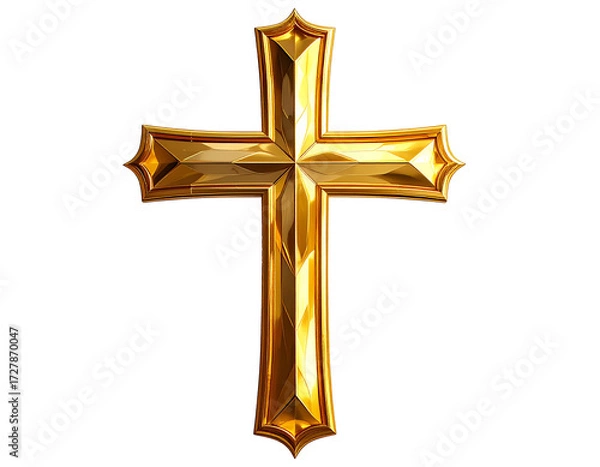 Obraz Golden cross isolated on transparent background.