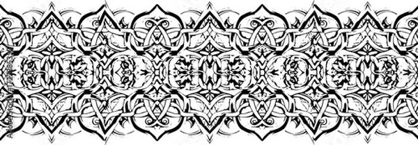 Fototapeta Intricate Celtic knotwork border design with floral elements, perfect for elegant invitations and vintage décor. silhouette and cutout removed background