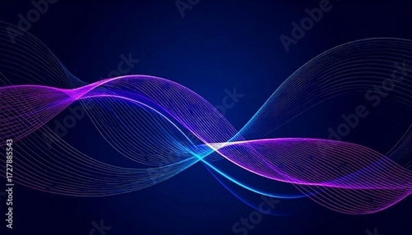 Obraz Abstract, glowing, wavy lines on dark background