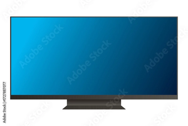 Fototapeta TV flat screen lcd, plasma, tv mock up. HD monitor mockup. Modern video panel blue flat screen isolated on a white background. Widescreen show your business presentation on display device, Vector 