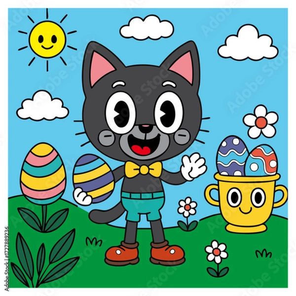 Obraz Grey Cat in the easter spring time