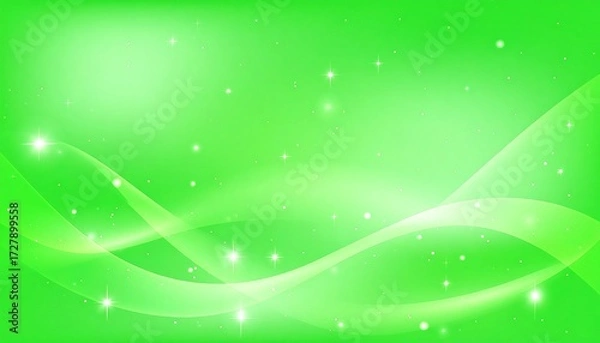 Obraz Abstract green background with glowing waves and sparkles