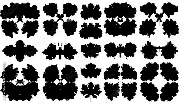 Obraz Abstract ink blots arranged in a grid