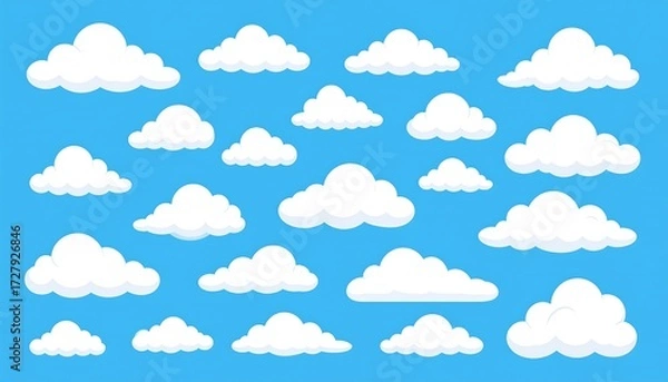 Obraz Cartoon clouds on a blue background (1)