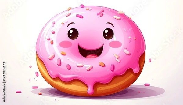Obraz Cartoon donut with a happy expression