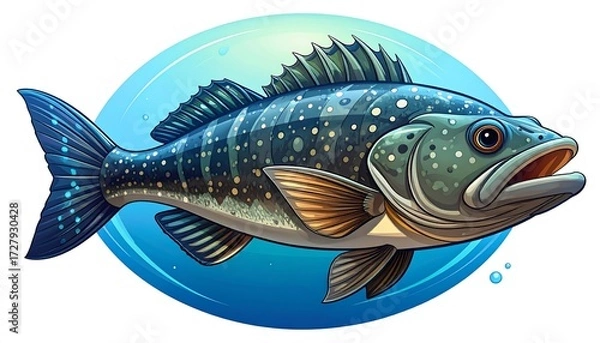 Obraz Cartoon fish illustration in profile view