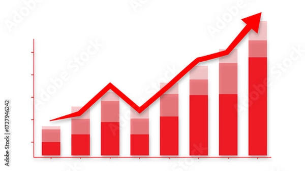 Fototapeta Business growth graph on a white background symbolizing top performance, success, progress, and the concept