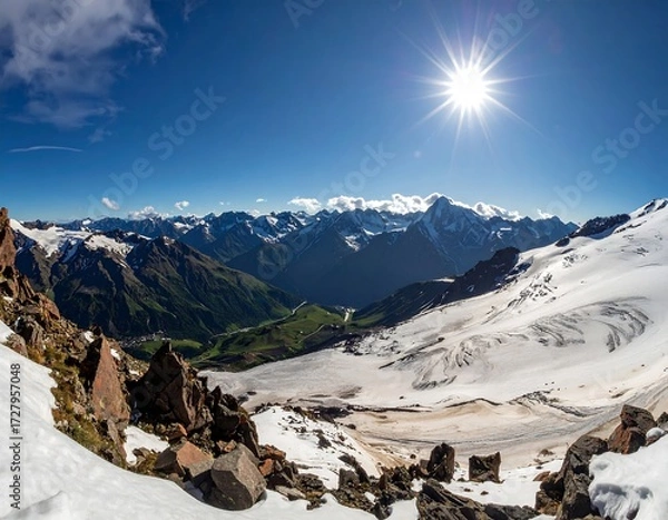 Obraz Panoramic mountain vista, sunny day