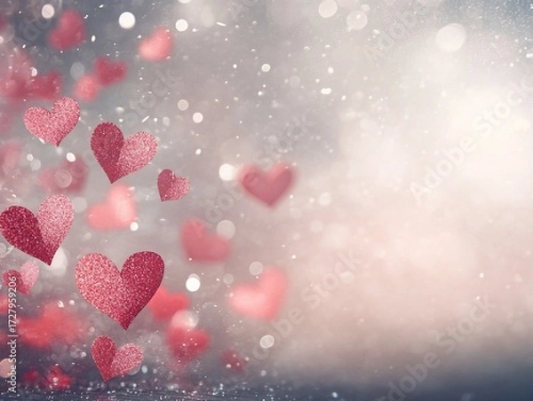 Obraz Romantic Valentine's Day Background with Glittering Hearts for Special Occasions
