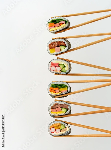 Obraz 김밥, 한국음식, 한식, 분식, 컨셉, 정성가득, 엄마의 사랑, 사랑으로 만들다, 마음, 정성, 다양하다, 골라먹다