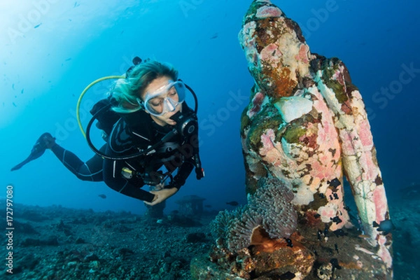 Fototapeta Diver exploring Bali