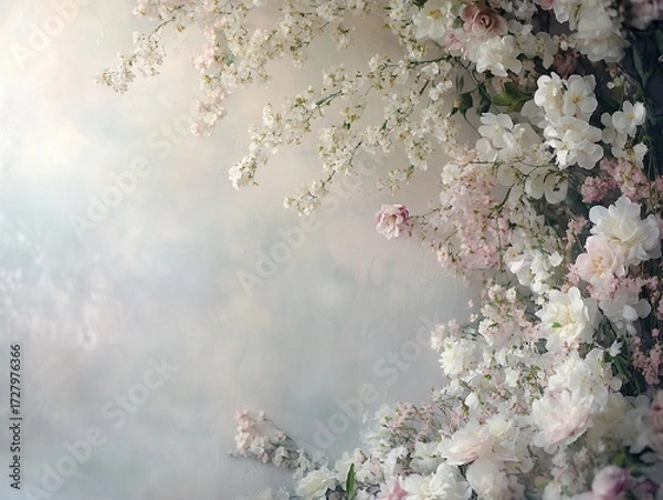 Obraz Delicate floral cascade on ethereal backdrop, evoking serenity and romance