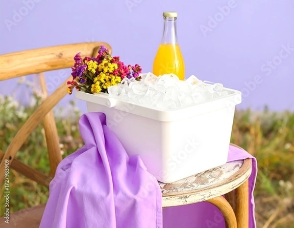 Obraz Iced beverage cooler with flowers
