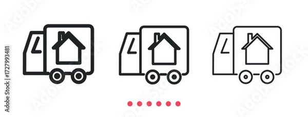 Fototapeta House moving icon. Thin line icon vector